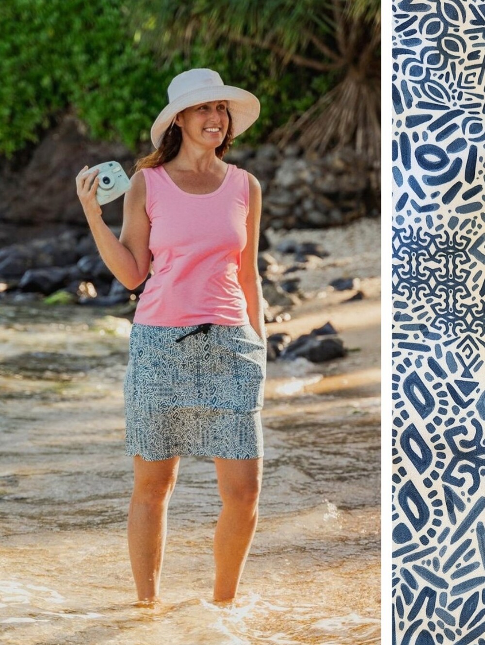 Ripskirt Reef Blue Green Geometric Print Sport Skirt Size Medium